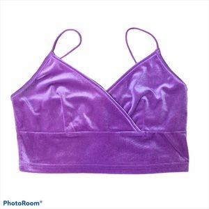 NWOT PURPLE VELVET CAMI CROPPED TANK TOP, SZ M